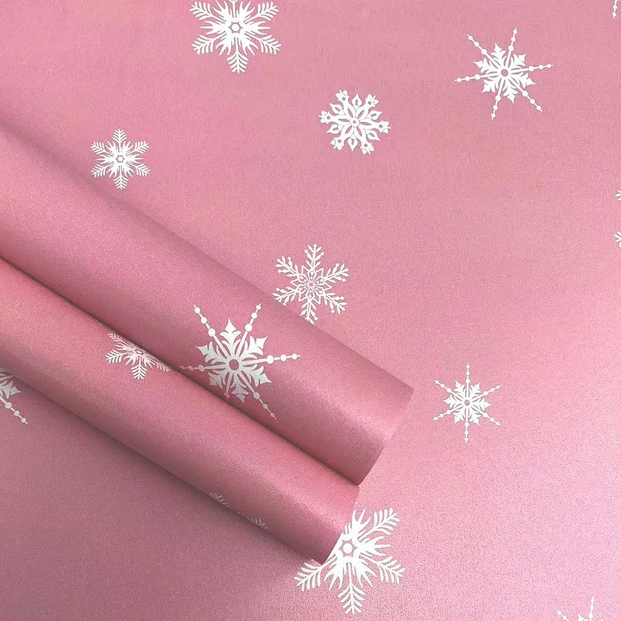 Snowflake Pink Self-Adhesive Wallpaper for Shop Windows, Bedroom, Children's Room, Wedding Backdrop, Decorative Stickers, PVC Wallpaper
