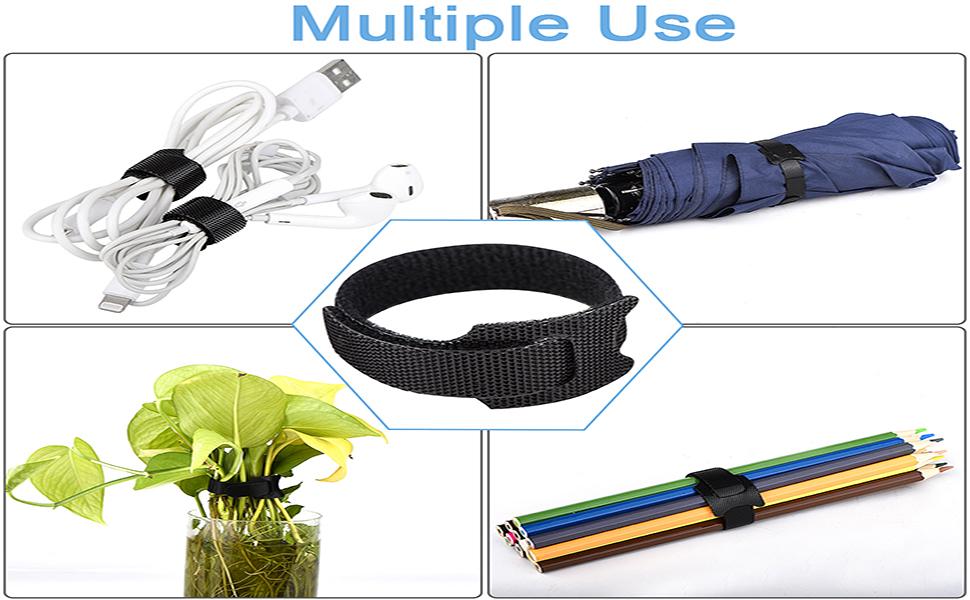 50 PCS  Reusable Cable Ties, Adjustable Cord Straps Wire Organizer Cord Wrap and Hook Loop Cable Management
