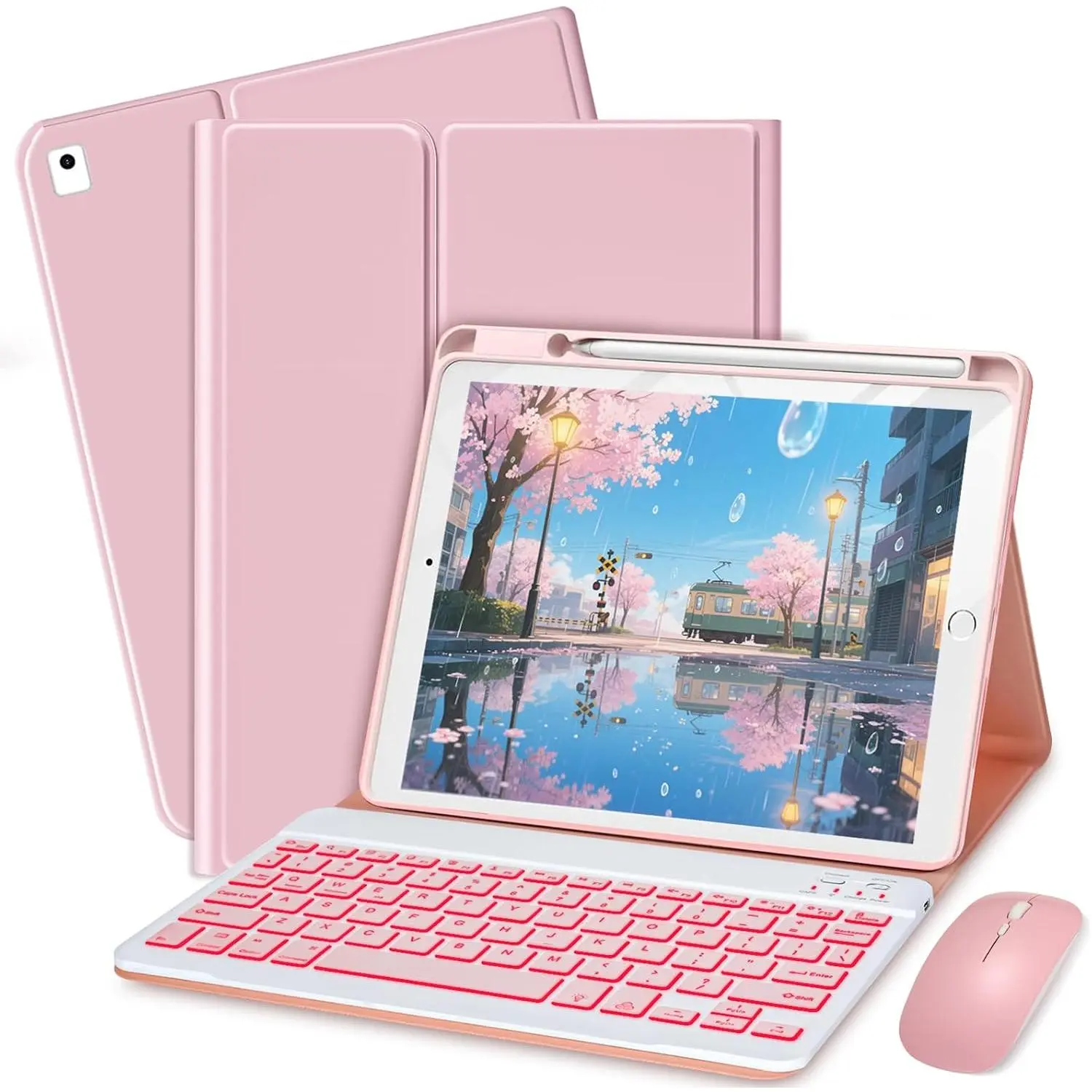 Keyboard Case for iPad 9th / 8th / 7th Gen 10.2 inch/Air 3rd / Pro 10.5 inch - 7 Colors Backlit Keyboard Cover and  ()