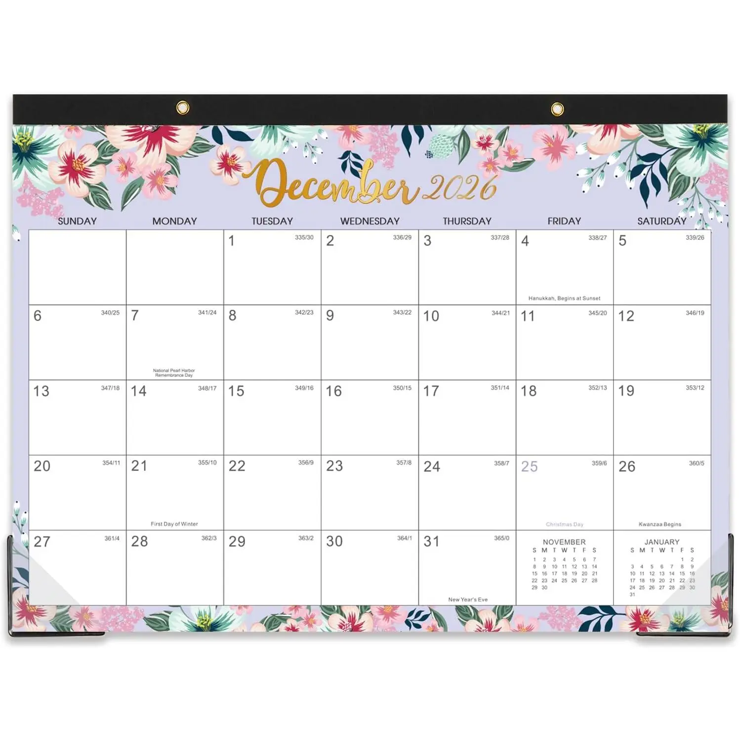 Desk Calendar 2026-2027 - JUL 2026 - DEC 2027, 2026-2027 Calendar, 14.6" x 11.5", 12 Monthly Calendar, Desk Calendars 2026 with Thick Paper & Corner Protectors, Large Ruled Blocks - Floral