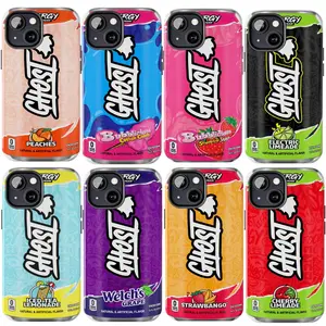 Ghost Energy Drink Collage Phone Case, Funny Halloween Cover, Flavor Bubblicious Candy, Iced Tea Lemonade, Peaches, Grape, Electric Limeade, Strawbango, Suitable for iPhone 17-11 Pro Max/Plus and  Samsung Galaxy S23-25