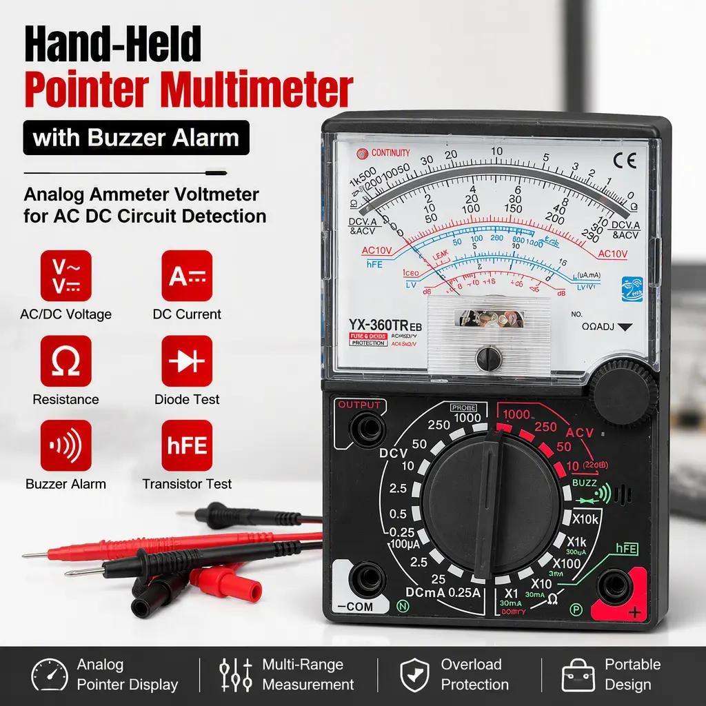 Mechanical Pointer Analog Multimeter, Ammeter Voltmeter Measuring Tool with Buzzer for Electrician Teaching & Maintenance