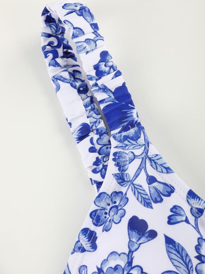 Women's 2pcs Floral Print Bikinis Set, Push Up Swim Bra & High Cut Swim Bottom, Fashion Chic Swimwear for Summer Beach Holiday Vacation, Push Up Swimsuit