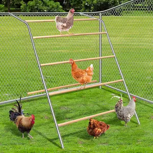 4-Tier Chicken Roost with Swing, Non-Slip Wooden Perch, Durable Galvanized Frame, Coop Accessory for Backyard Poultry