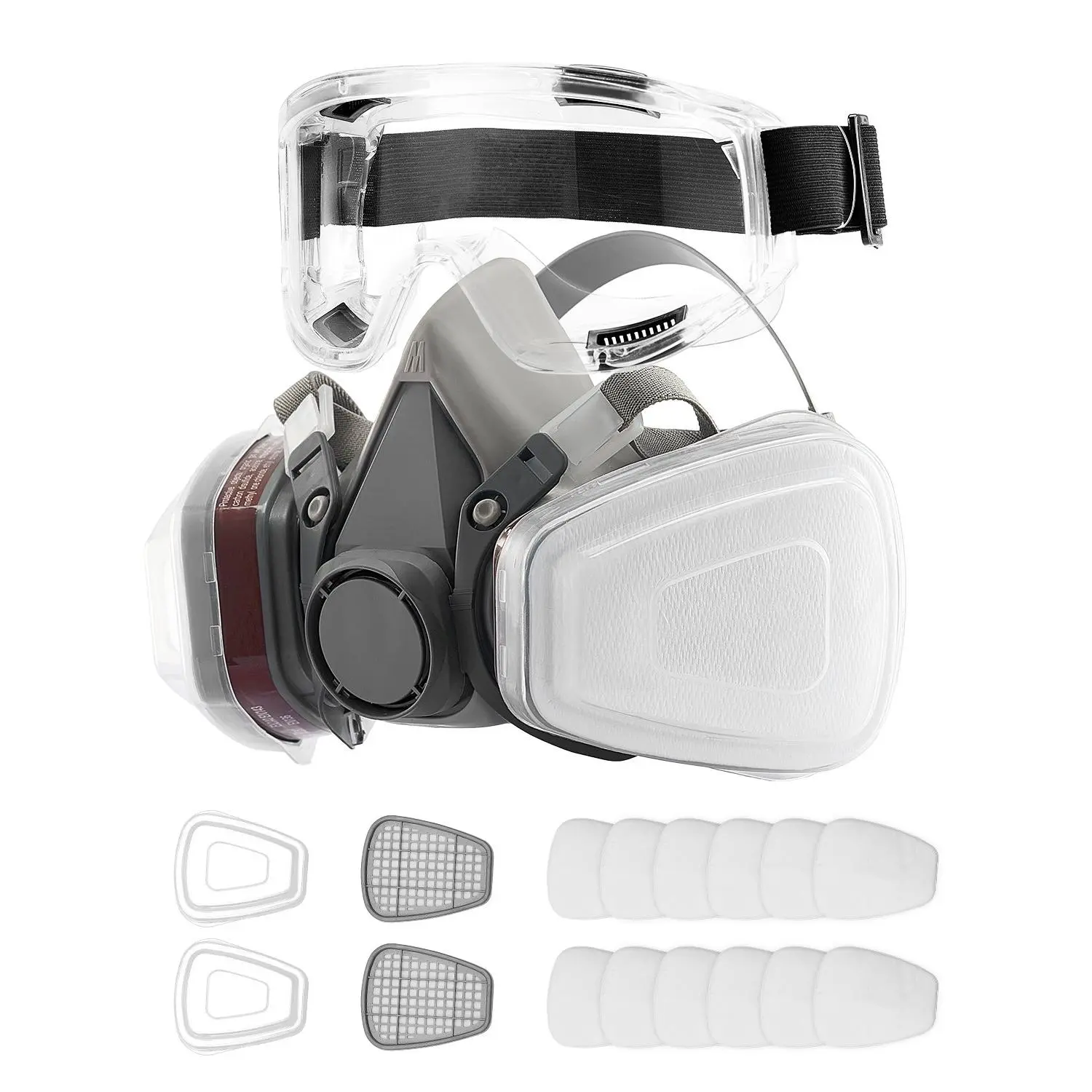 【DealsForYouDays】VEVOR Respirator Mask, Reusable Half Face Cover with Safety Glasses and Filters, Organic Vapor Mask and Dust-proof Face Cover, for Painting, Polishing, Welding, Woodworking and Other Work Protection