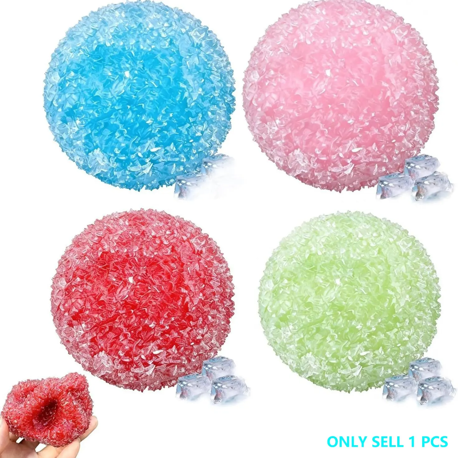 Soft Sensory Stress Ball, Textured Sand Ice Handmade Ball, Moldable Non-Rebound Stress Toy, Kawaii TPR Fidget, Anxiety Relief, Perfect Gift for Adults and Kids