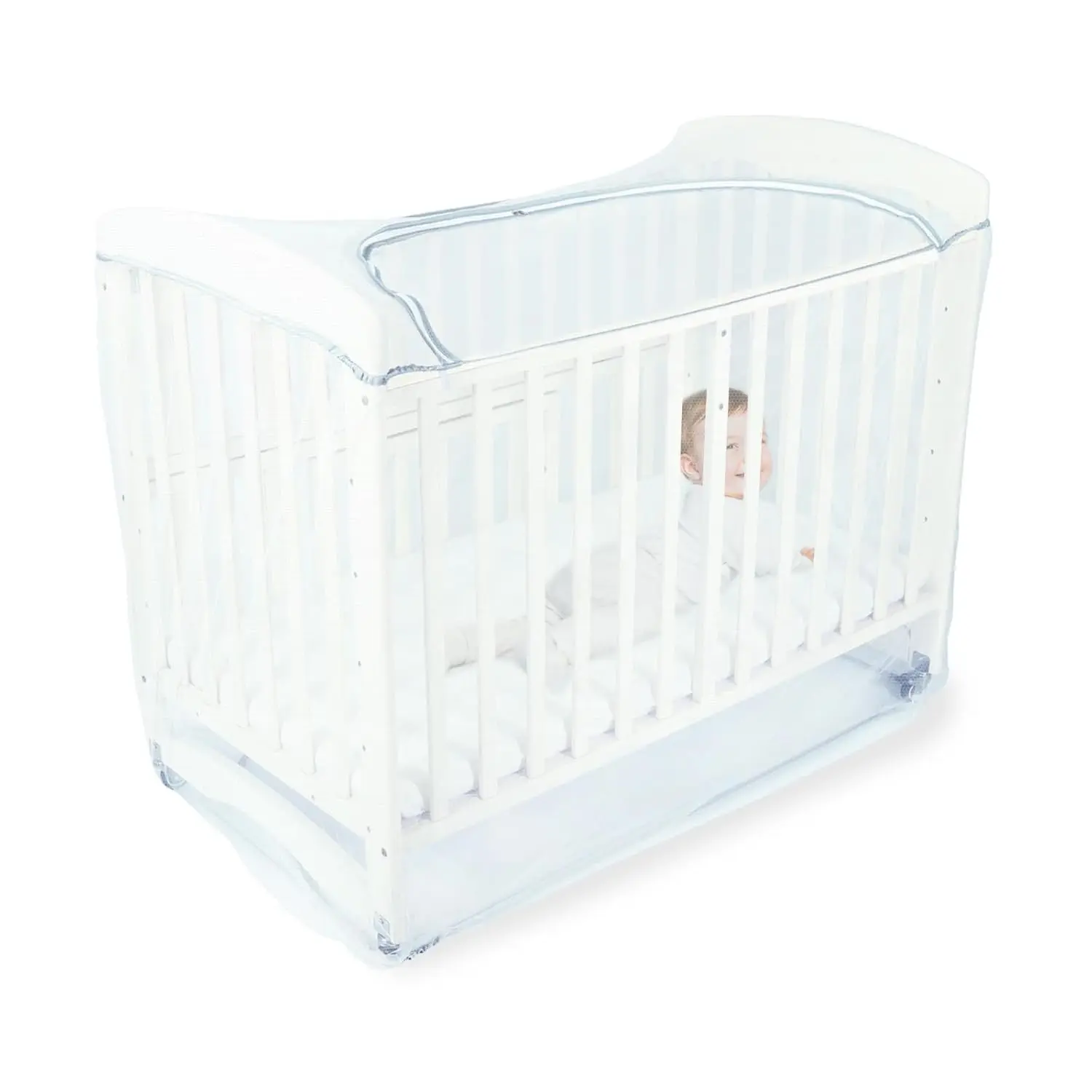 Crib Tent Canopy - Crib Cover to Keep Baby from Climbing Out, Protects from Climbing Out and, Insects, Mosquitoes, Encrypted Baby Mosquito Net with Two-Way Self-Locking Zippers, White