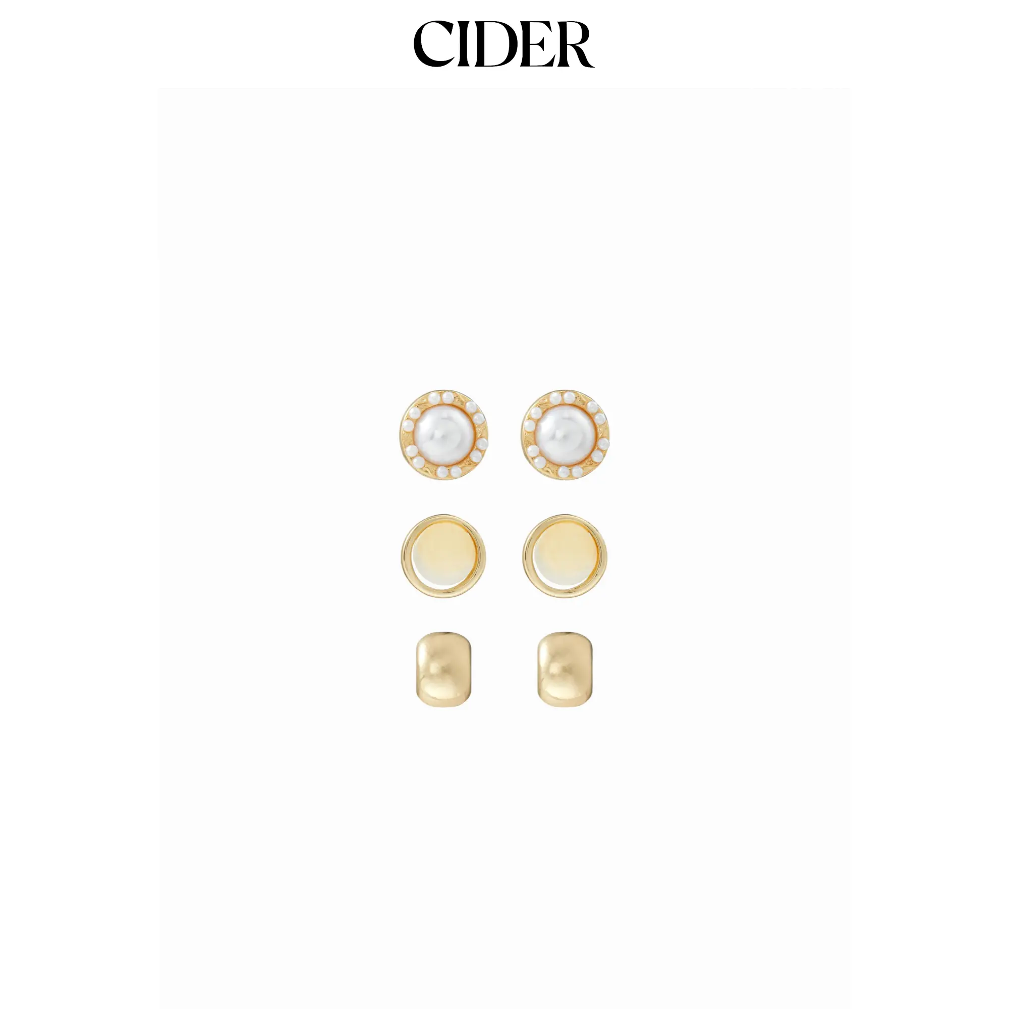 Cider 3 PAIRS FAUX PEARL STUD EARRINGS SET