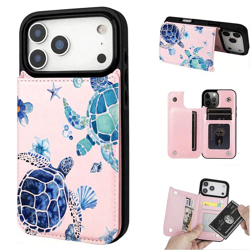 Phone Case - Turtle/Wallet Card Holder, Credit Card Slot Phone Case, Fashionable Trendy Coin Pouch, with Card Slot Function, can store bank cards, transit cards, and various other cards. Suitable for iPhone 17/16/15/14/13/12
