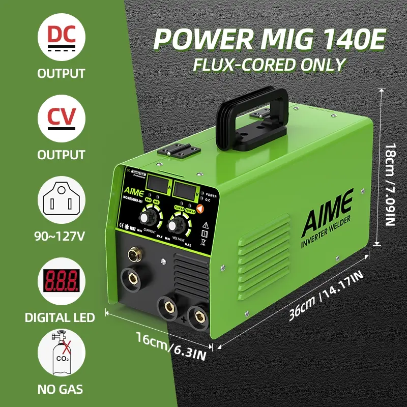 140A 3-in-1 MIG TIG Welder - 10 IGBT Inverter, Flux Core Ready, Synergistic Control, Digital Screen, Lift TIG & Manual Welding, 1/8 Inch Capacity, LED Display, Beginner-Friendly Solid Wire Welding Equipment