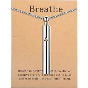 Anxiety Breathe Easy Necklace Mindfulness Breathing Necklace Breathlace Stainless Steel Pendant for Natural Calm & Stress ReliefGift.