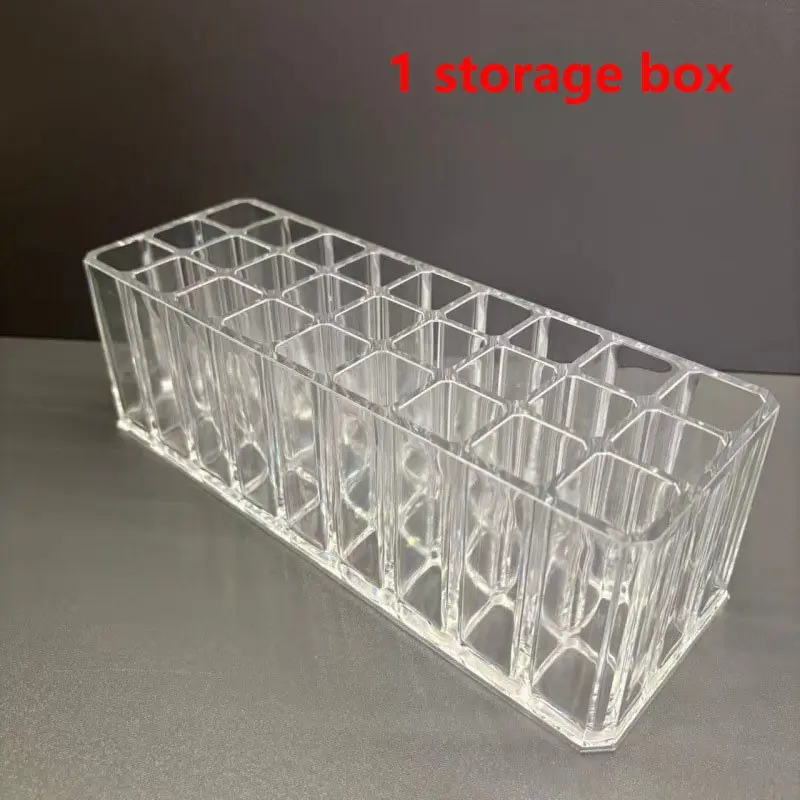 24 Grid Lipstick Box Acrylic Transparent Makeup Brush Eyebrow Pencil Lip Gloss Storage Case, Beauty Supplies Organizer, Multi Compartment Cosmetic Organizer, Durable Storage Organizer
