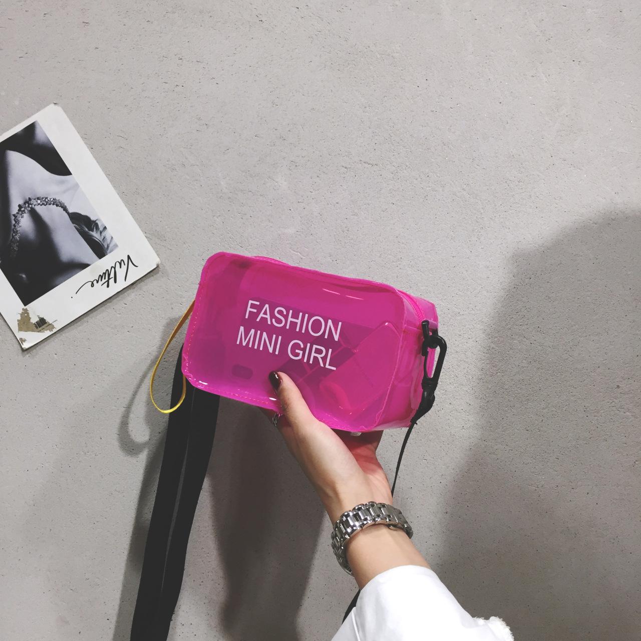Fashion Mini Girl Clear Jelly Bag Neon Transparent Crossbody Bag with Adjustable Black Strap Waterproof Mini Shoulder Bag for Coins Lipstick and Keys Trendy Y2K Inspired Accessory Ideal for Summer and Streetwear