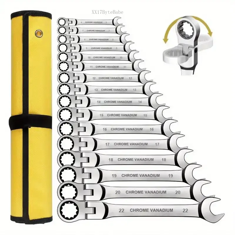 1PC 10mm Steel Reversible Ratchet Wrench Tool - Adjustable Torque Control, Movable Head, 8mm-22mm Compatibility, for Sailboat Maintenance & Household Machinery Repairs, Movable Head DesignXX17ByteBabe