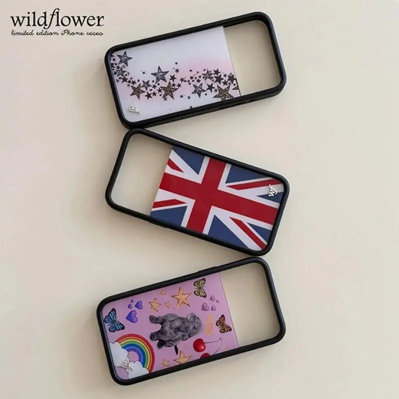 Wildflower ins Puppy Love Phone Case for iPhone 17 16 15 14 13 12 Pro Max Plus Katie Fang star leopard Union Flag Back Cover