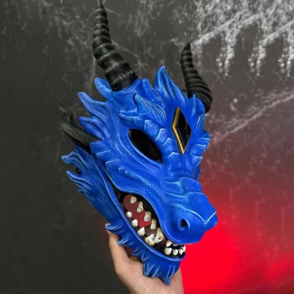 Dragon Head Mask Cosplay Animal Monster Demon Horror Latex Helmet Halloween Carnival Dress Up Party Costumes Props Gifts