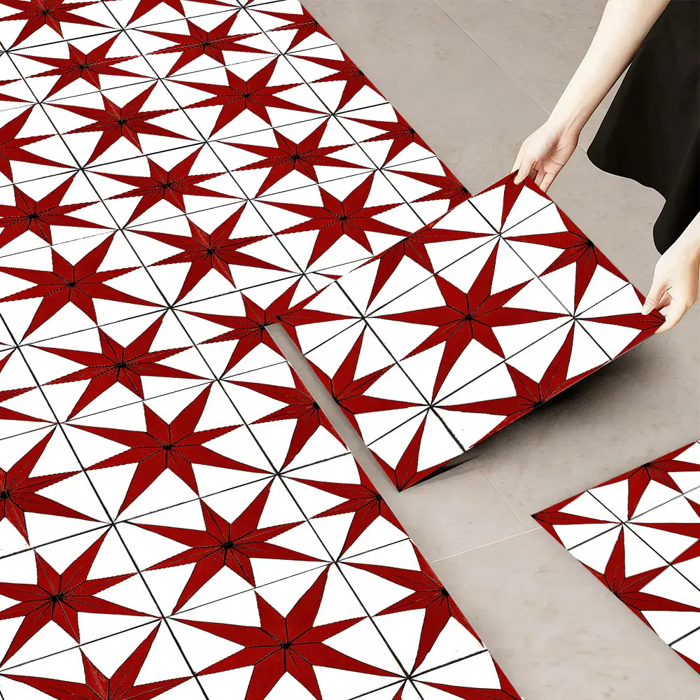 10-Pack 11.81x11.81in (30x30cm) Self-Adhesive Floor Tiles -  Artistic Pattern Leather Texture, PVC Self-Adhesive Thickened Wear-Resistant Home Floor Decor, Suitable for Kitchen, Bathroom, Living Room, Office - Easy Installation, Home/Commercial Use
