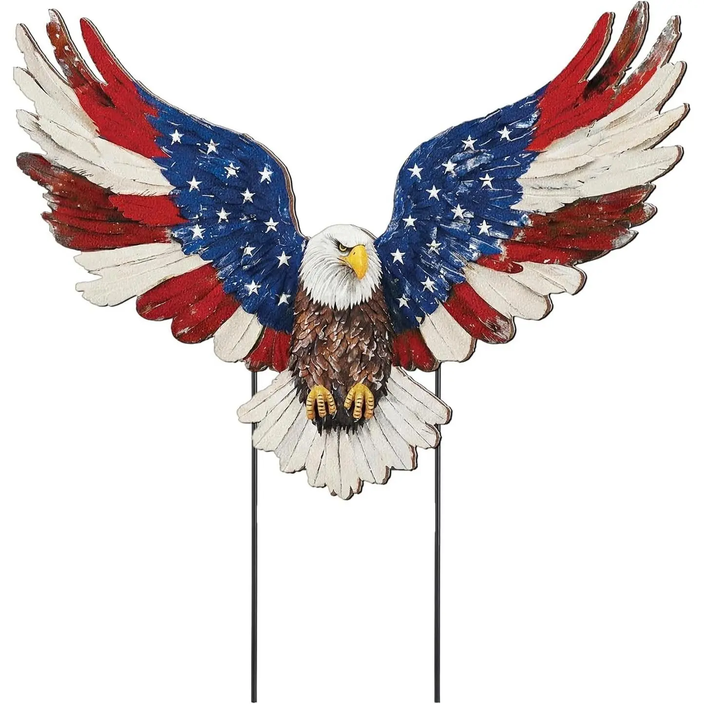 4th of July Outdoor Decor Patriotic Eagle Metal Garden Stakes Decorative Red White Blue Star Yard Signs with Stakes for Independence Day Memorial Day Garden Lawn Decorations