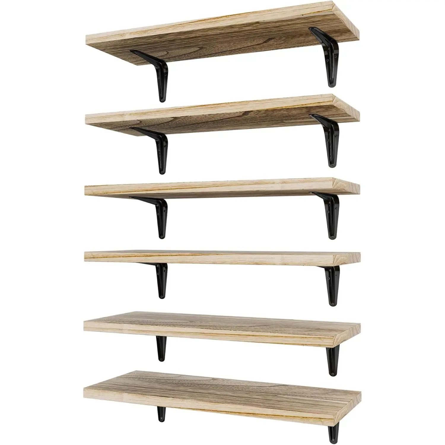 Floating Shelves for Wall Set of 6, 15.7in Wood Wall Shelf for Decor,, Bedroom,, Book,, Living Room - Rustic Brown(fs-40-l)