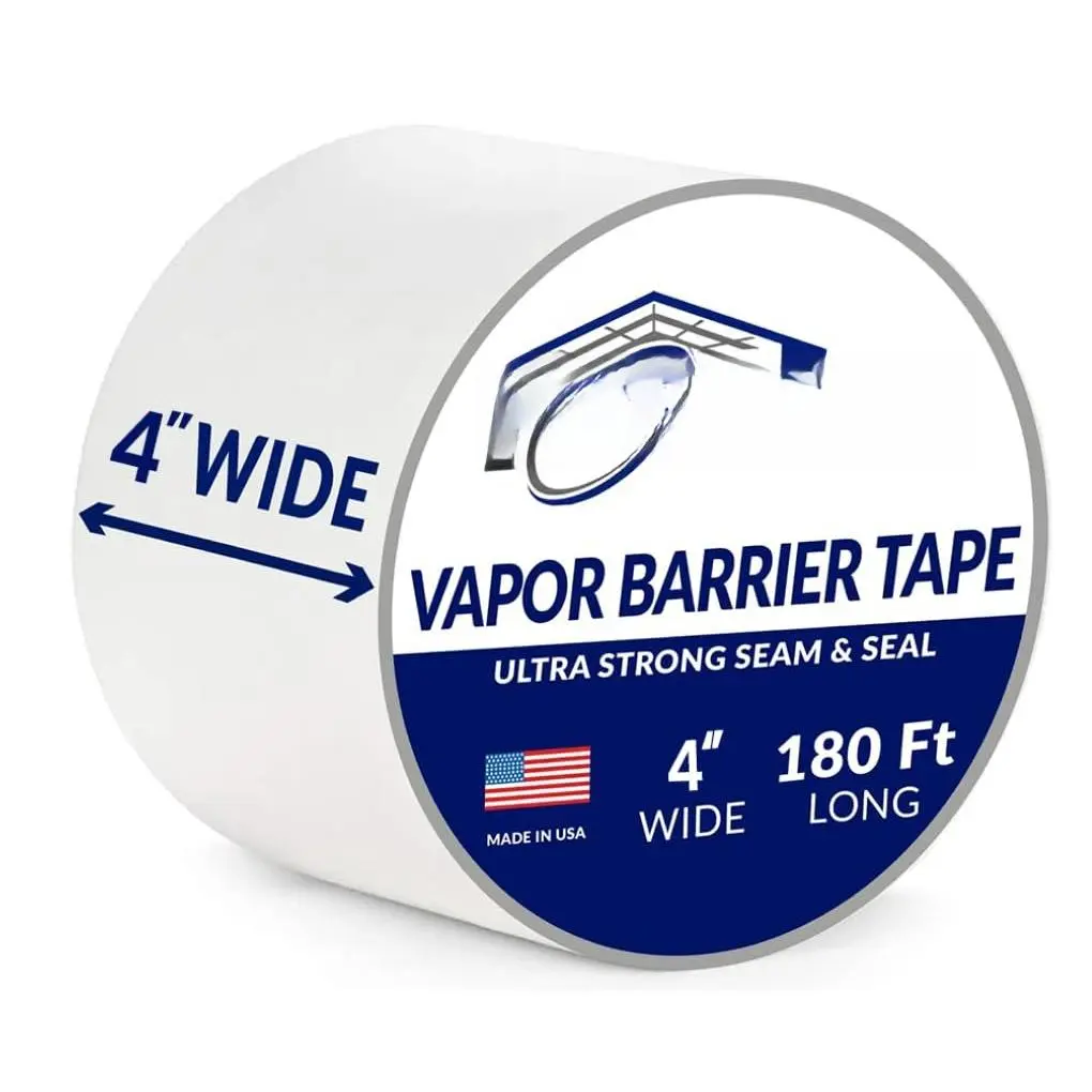 ㅤ 4'' Wide x 180' Long White Vapor Barrier Tape - 1 Roll, Waterproofing for Stucco, Crawlspaces, Repair, Underlayment Seams, Metal Building Seams, Excellent Air Barrier