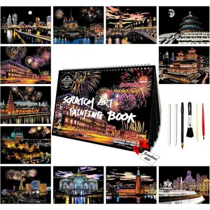 Scratch Art Book for Adults-Landmark Building Scratch Art|Scratch Painting Paper Craft Kit|Creative Foil Engraving Art Set|Scratch City Series Books for Travel Lovers,Craft Lovers(New City 1)