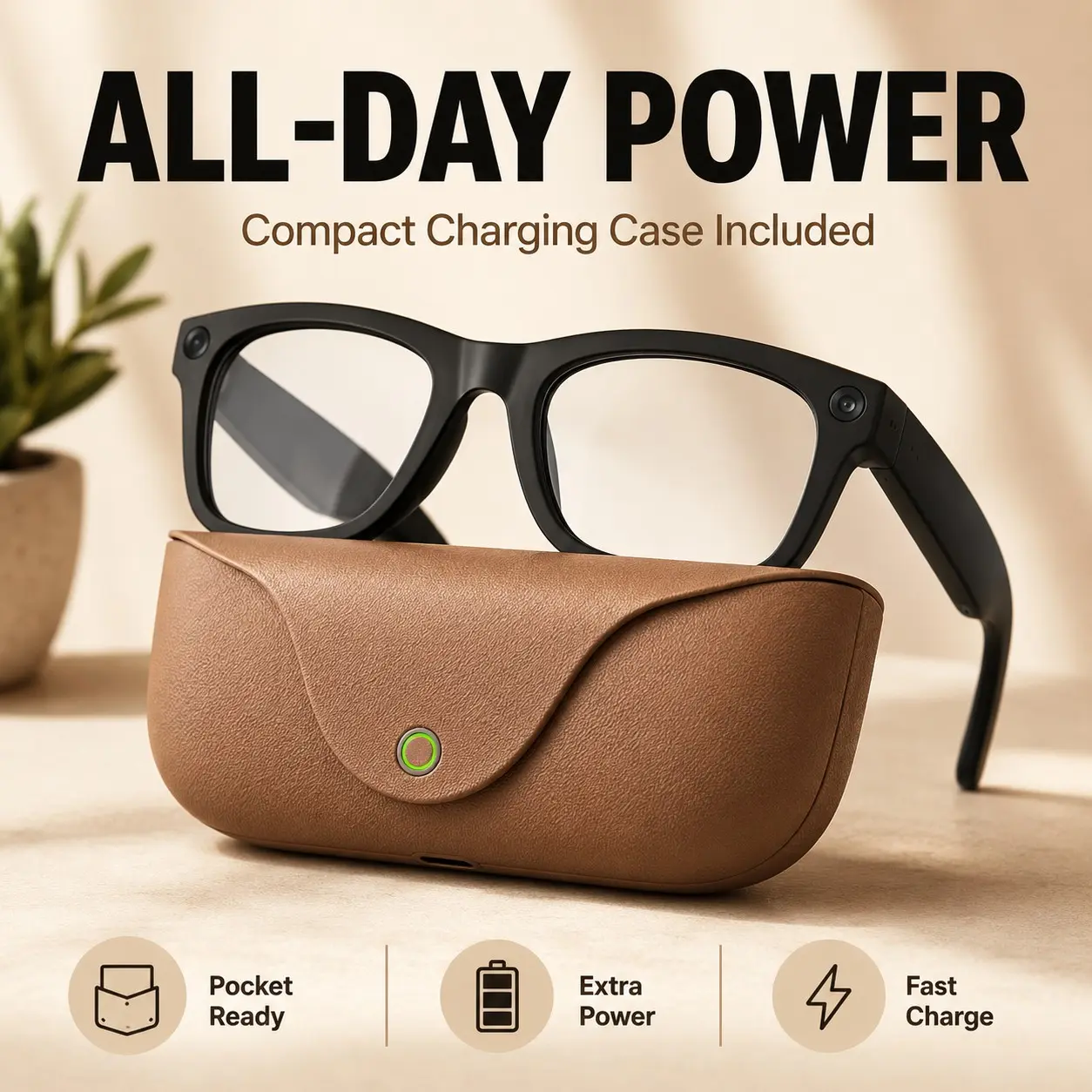 2026 Ai Smart Camera Glasses, 8mp HD Lens, 1080P Stabilized Video, Real-Time Translation, Bluetooth-compatible Calling, Portable Charging Case, Chargeable, Wearable Smart Glasses