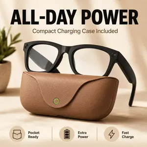 2026 Ai Smart Camera Glasses, 8mp HD Lens, 1080P Stabilized Video, Real-Time Translation, Bluetooth-compatible Calling, Portable Charging Case