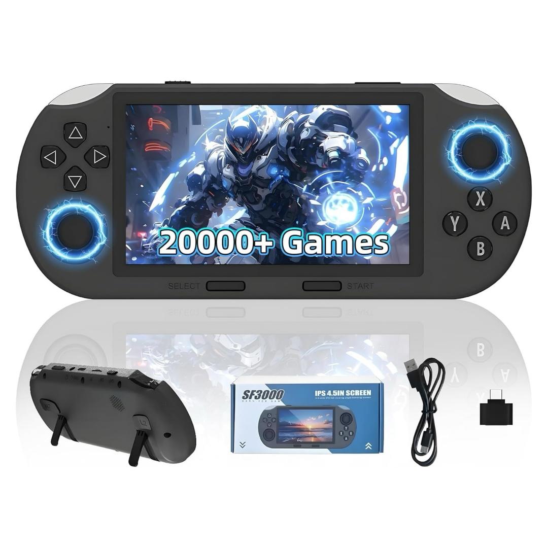 Sf3000 Retro Gaming Console 64g Handheld Video Game System, Preloaded 20000+ Retro Games, 4.5 Inch IPS HD Screen and TV Output Support