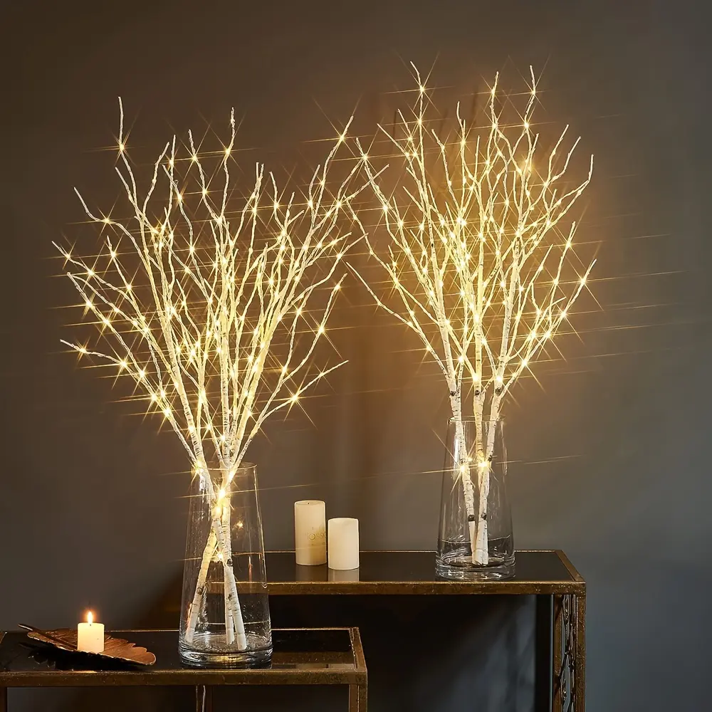 Minimalist White Birch Tree Branch Ambient Lamp, Battery Powered Realistic Simulated Tree Light, Lightweight Sturdy Construction, Multi-scene Festive Lighting for Christmas, Wedding & Modern Home Decor, Perfect Present for Shoppers