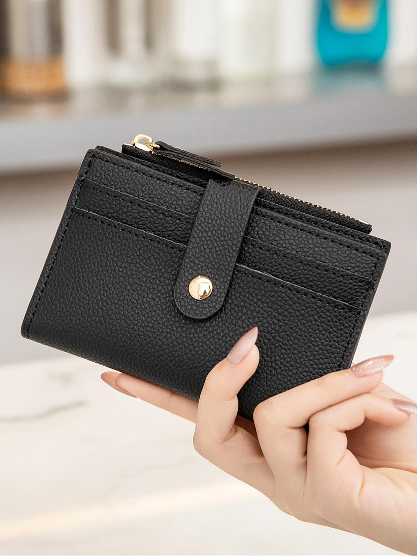 Women's Simple Plain Color Zipper Coin Purse, Casual Versatile Small Pu Card Holder, Simple All-match Purse for Daily Used, Fashionable Card Holder