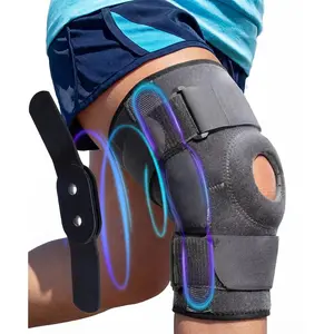 Knee Brace - Heavy-duty hinged support, suitable for anterior cruciate ligament, medial collateral ligament, meniscus tear, arthritis, and tendonitis pain - Open patella design - Four adjustable straps, unisex, see size chart (XXL, thigh circumference 18½
