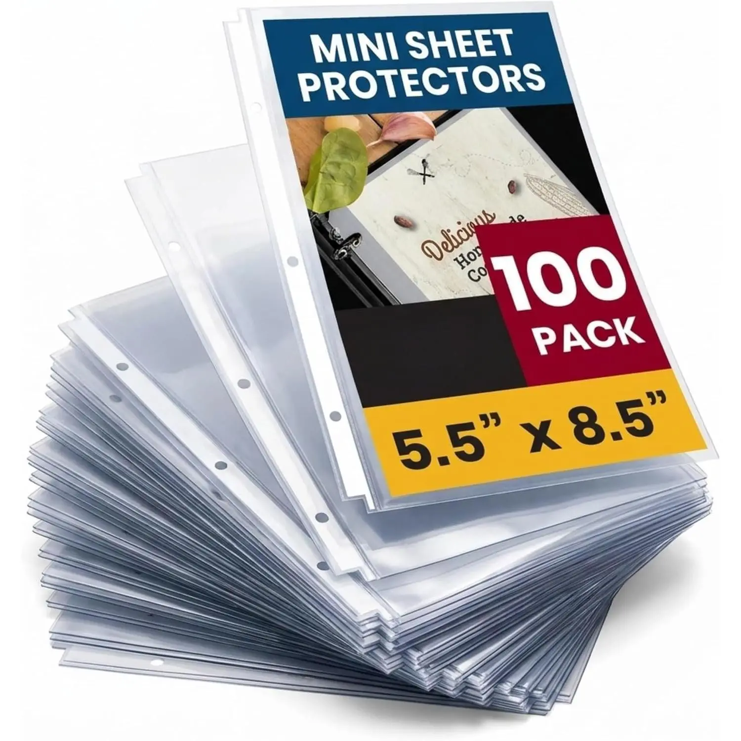 Sheet Protectors 5.5 x 8.5, 100 Pack Heavyweight Clear Mini Page Protectors for 3 Ring Binder, Top Load, Half Letter, Acid-Free/Archival Safe Plastic Sleeves, Playbill Binder -