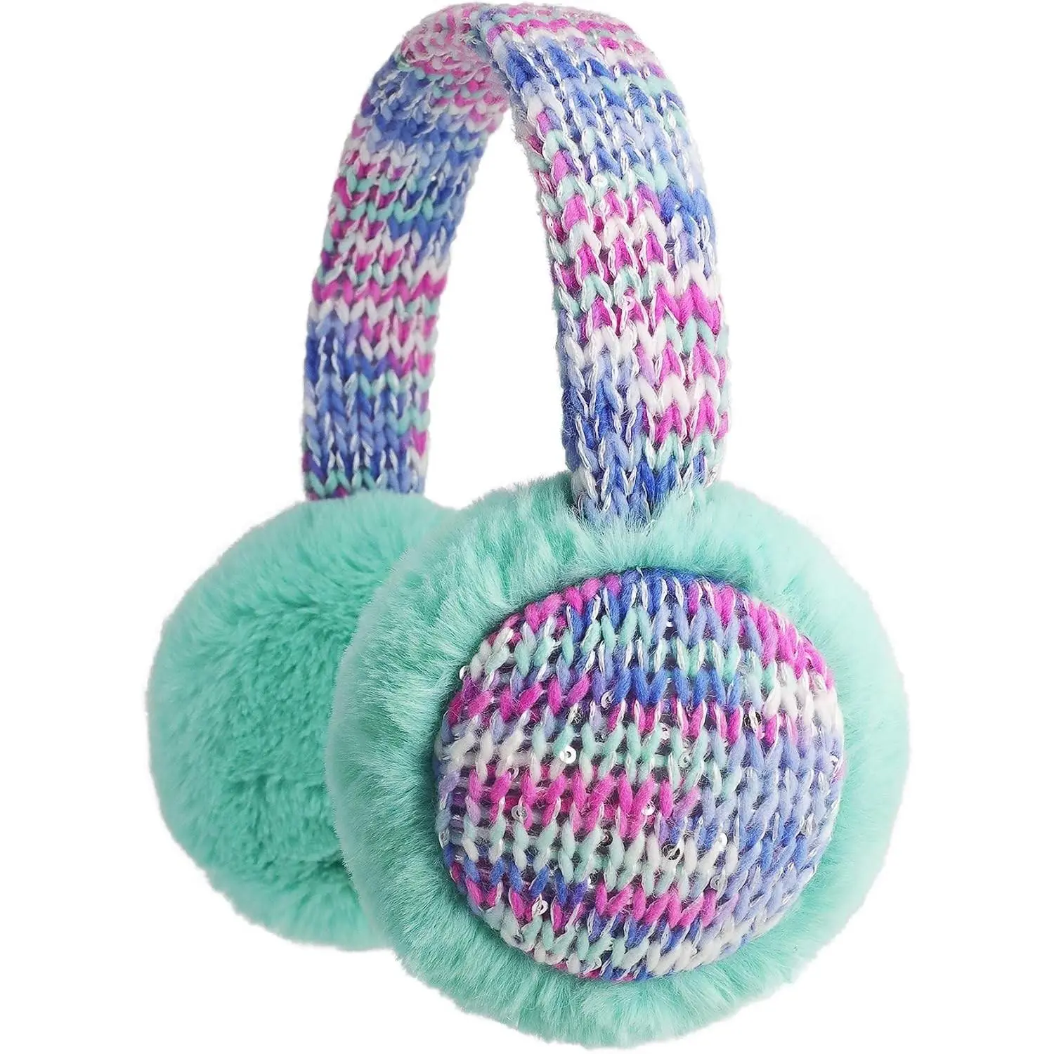 Kids Knit Earmuffs Winter Outdoor Furry Ear Warmers for Boys Girls from Toddler to Big Kids