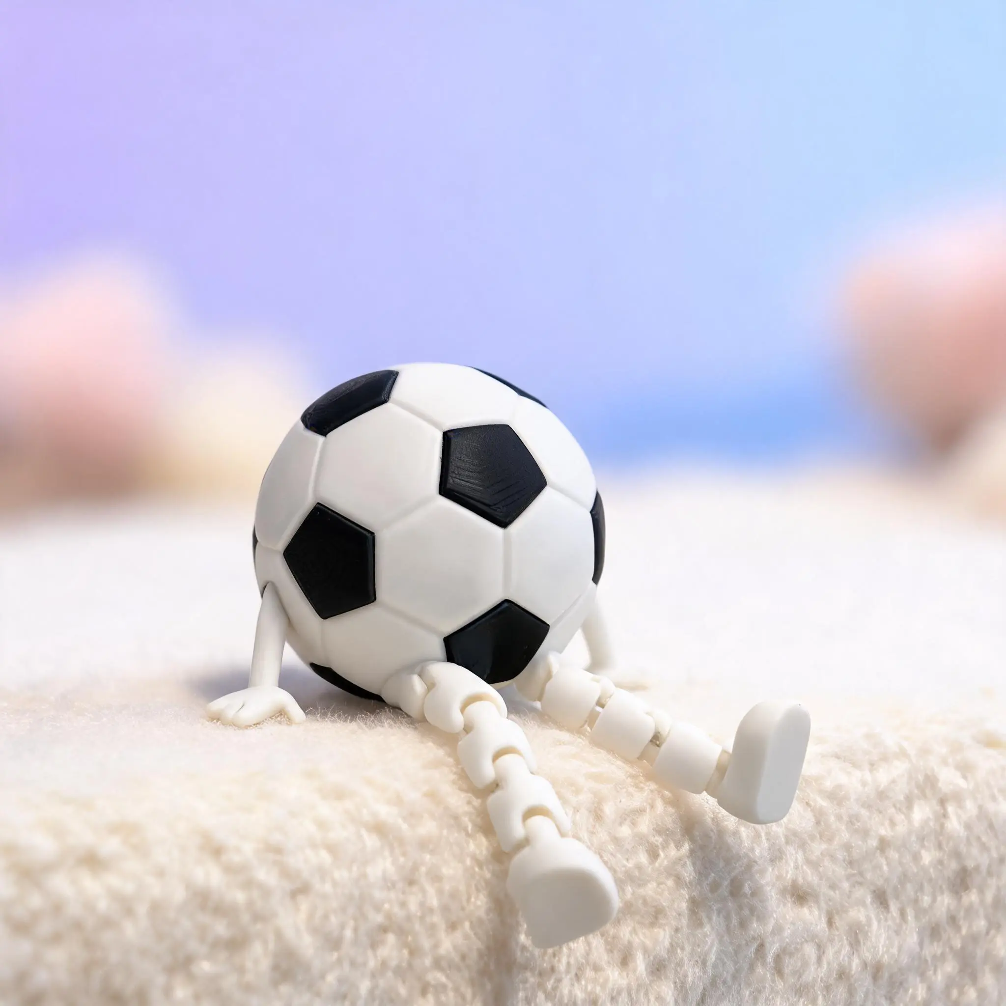 Fun Soccer Desk Decoration, Cute Figurines, Soccer Ball Buddy Ornament, Unique Sports Gift for Fans & Friends, Modern Portable Ornamental Item, Cute Desktop Decoration