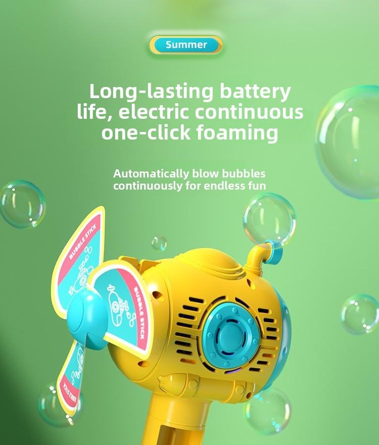 Submarine Automatic Handheld Bubble Machine with 8-Hole Turbo Blasting LED Lights & Windmill,Summer Outdoor Toys for Toddler Kids - Garden Yard Party Bubble Fun
