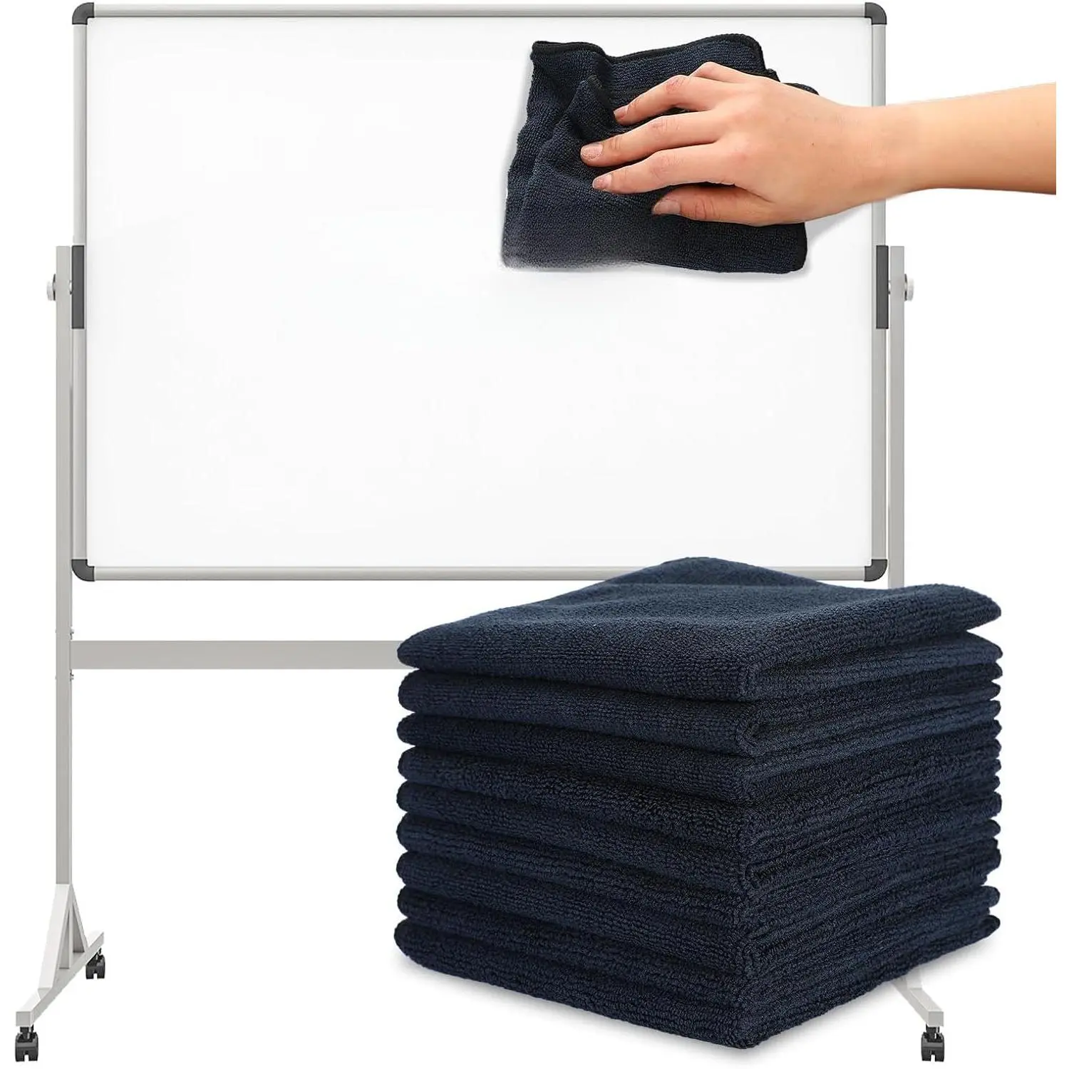 Cleaning Cloth Dry Erase Cloth Cleaning Rags Reasonable Kitchen Towels Microfiber Towels  Wash(12 x 12 Inch,Black,10 Pcs)