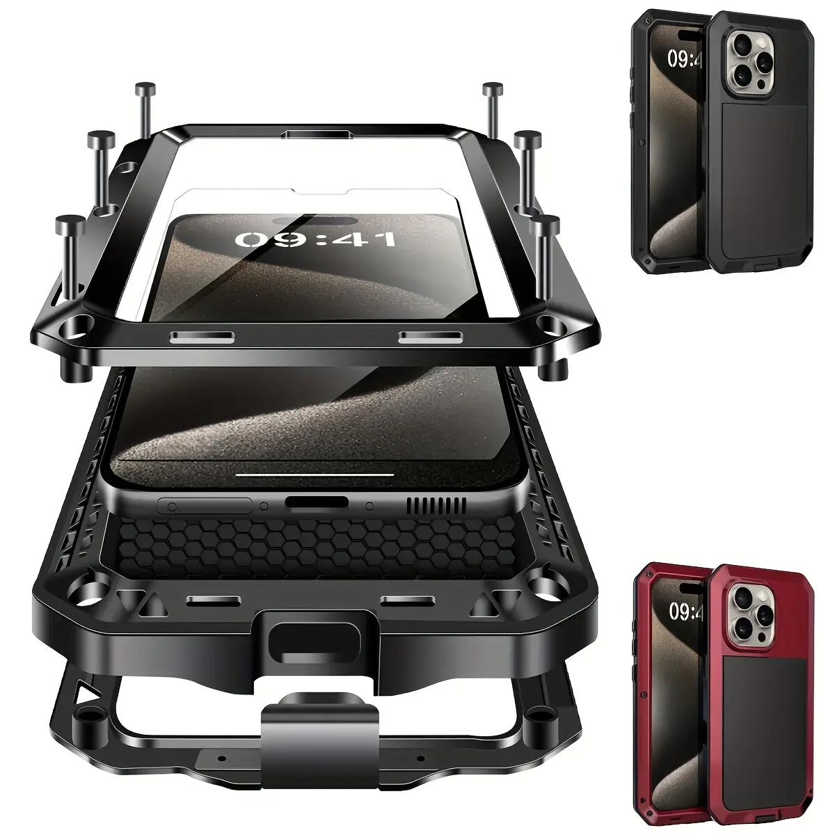 Phone Case - New High-Quality Anti Drop Dustproof Shockproof Equipped with Tempered Glass Film Wireless Charging 360 Degree All Inclusive Heavy-Duty Aluminum Alloy Metal Phone Case Suitable for Iphone 17/17 Air/17 Pro/17 Pro Max/16/15/14/13/12/11 Pl