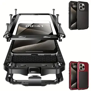 Phone Case - New High-Quality Anti Drop Dustproof Shockproof Equipped with Tempered Glass Film Wireless Charging 360 Degree All Inclusive Heavy-Duty Aluminum Alloy Metal Phone Case Suitable for Iphone 17/17 Air/17 Pro/17 Pro Max/16/15/14/13/12/11 Pl