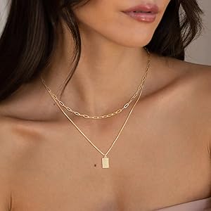 14K Gold Plated Layered Necklace Set, Stackable Choker for Women - Trendy Cuban Chain, Pearl Cross Pendant, Herringbone & Paperclip Chains| Adjustable Minimalist Jewelry Gift for Valentine's/Birthday/Graduation