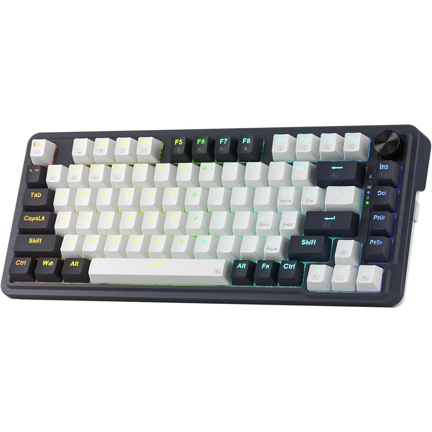 K673 PRO  81-Key RGB Gasket Gaming Keyboard, Scroll Knob | Multi-Function Control Wheel, 0-Delay Tri-Mode, Cushioned 5-Layer Noise Dampening for Creamy Thocky Sound, Compact 80% Size