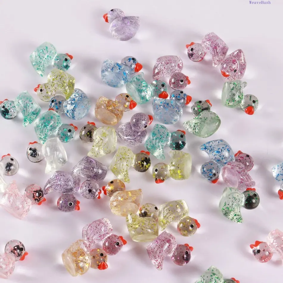 Artificial Duck Charms, 30pcs Cute Glitter Resin Pendants for DIY Crafts, Bag Accessories & Luggage Decor, Cute Miniature Pendants, Crafting, Cute Ducks