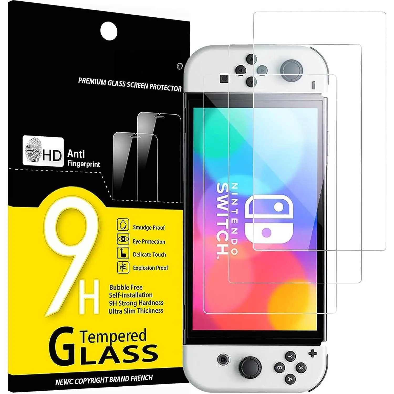 3 Pack Designed for   (Model OLED) Screen Protector Tempered Glass, Case Friendly Scratch Resistant,Bubble-Free, Ultra Resistant