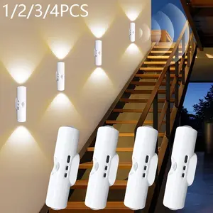 Rechargeable LED motion sensor light, RGB color-changing decorative light, Dimmable Rgb Light, Dimmable Lights, drill-free installation, suitable for cabinets, kitchens, hallways, living rooms, and game rooms (1/2/3/4 pieces)