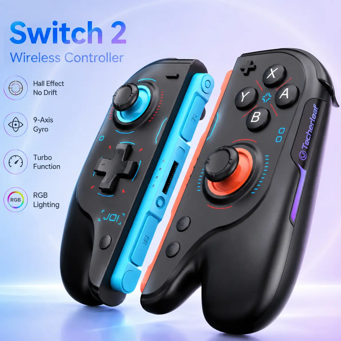 Switch 2 Wireless Controller, Hall Effect TMR Joystick Gamepad, No Drift Gaming Controller with 9-Axis Gyro, Turbo & RGB Lighting, Replacement Joypad for Nintendo Switch 2 travelessentials
