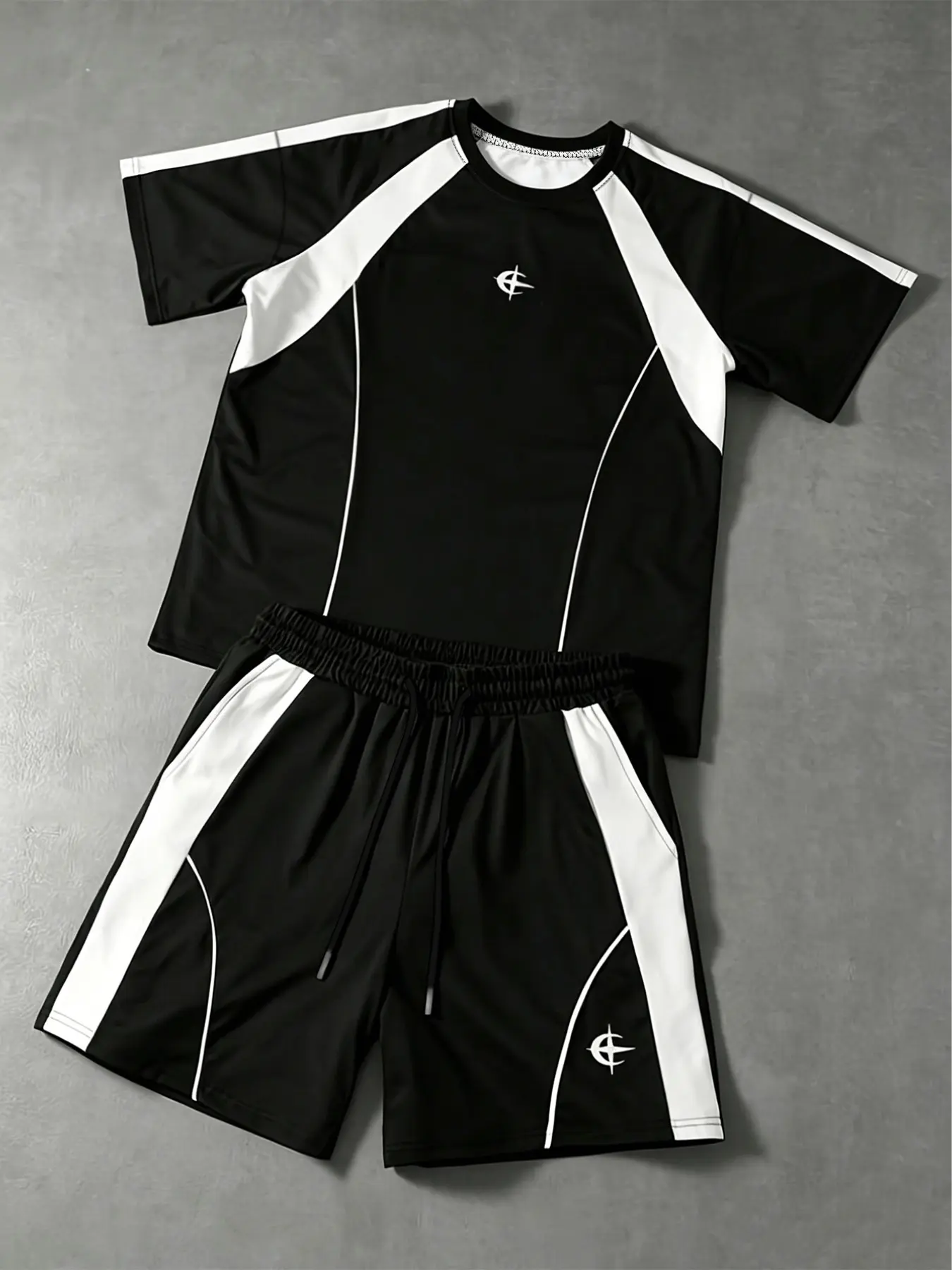 Men's Colorblock Patchwork Short Sleeve T-Shirt & Shorts Set | Casual Two-Piece Outfit | Trendy Summer Daily Wear for Men