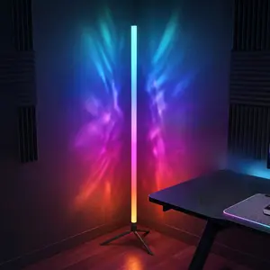 RGB Corner Floor Lamp, App And Remote Control, Music Sync, Color Changing Ambient Light For Gaming Room And Bedroom Decor