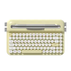 AJAZZ AF84 wireless typewriter keyboard dual-mode 2.4G Bluetooth retro punk film keyboard ABS material circular keycap mute button high aesthetic battery powered computer office keyboard can be placed on a tablet stand with self provided AAA batteries*2
