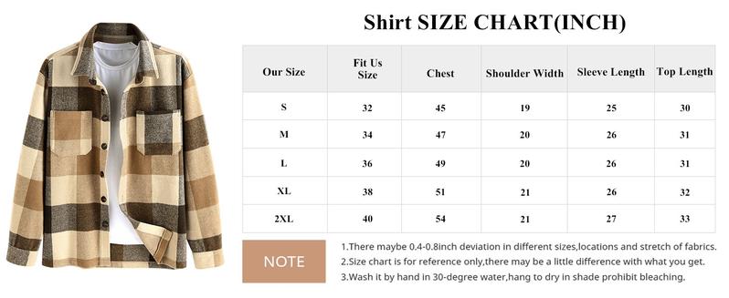 ZAFUL Unisex Plaid Shacket – Wool Blend Flannel Long Sleeve Oversized Casual Shirt Jacket with Pockets