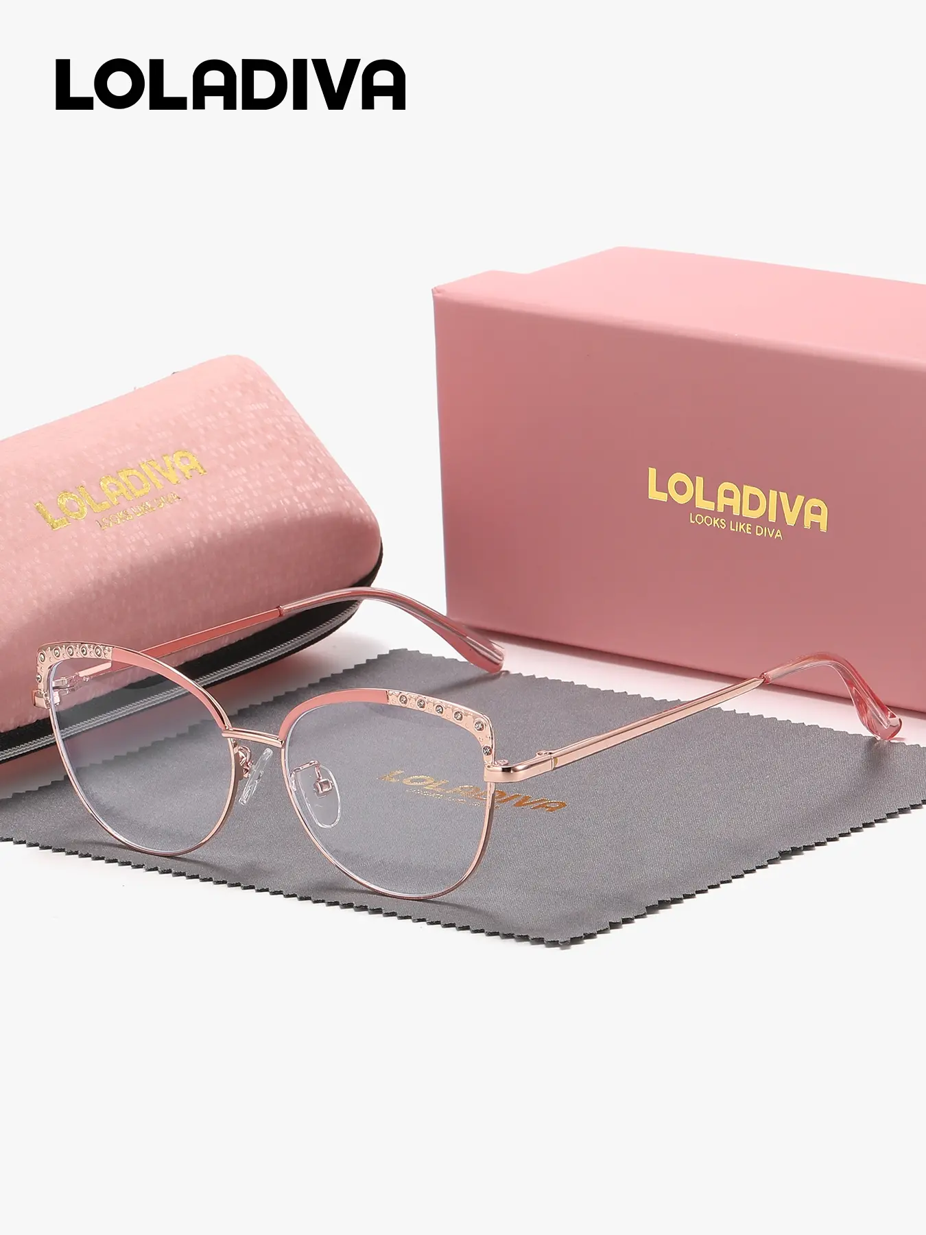 LOLADIVA 1 Piece Unisex Soft And Aesthetic Beauty Full Frame Plaon Glasses Elegant And Charming Cat Eye Frame Plaon Glasses