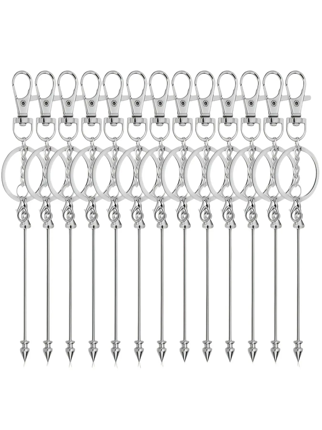 13pcs Beaded Tip Key Ring DIY Bead Jewelry Making Accessories for Crafting Keychains, Jewelry Keychain Making Kits for Handmade Blank Keychains, DIY Jewelry Crafts, Handmade Jewelry Gifts, Keychain Set, Metal Keychains
